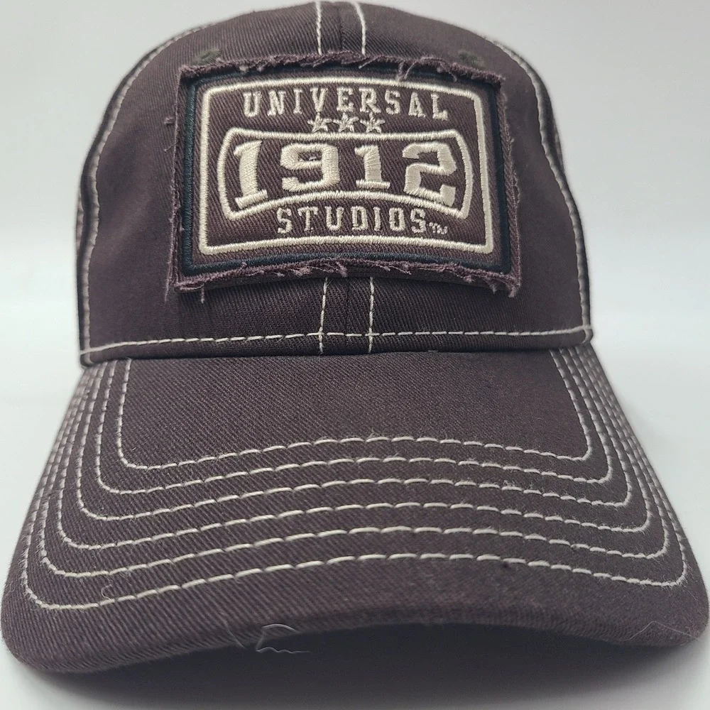 Universal Studios Hat Adjustable Brown Distressed Patch 1912 Logo Casual Men
